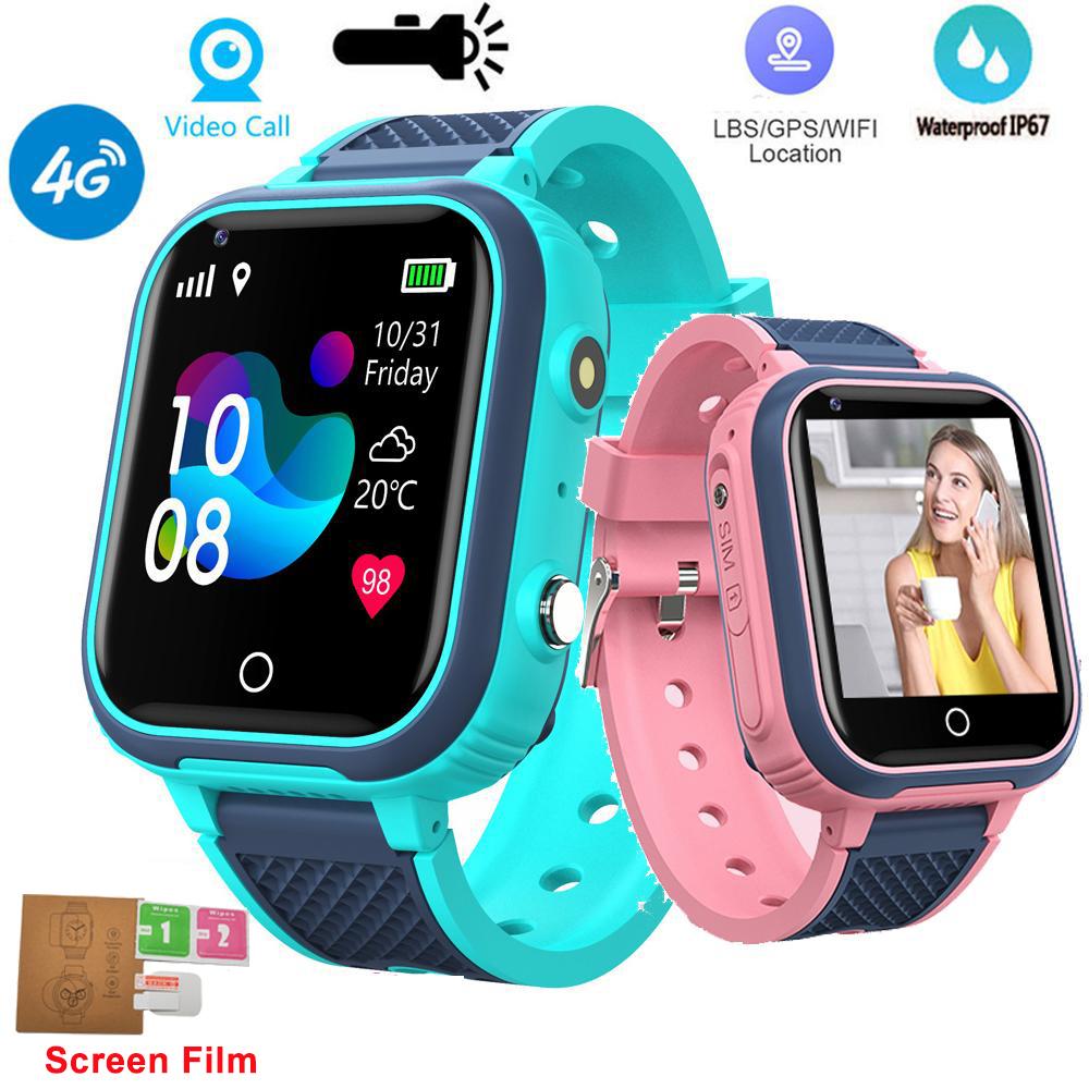 4G Смарт-часы Дети GPS WIFI Видеозвонок SOS IP67 Водонепроницаемые детские умные часы Камера Монитор Трекер Местоположение Телефон Часы Местоположение Телефон Часы Global version синий